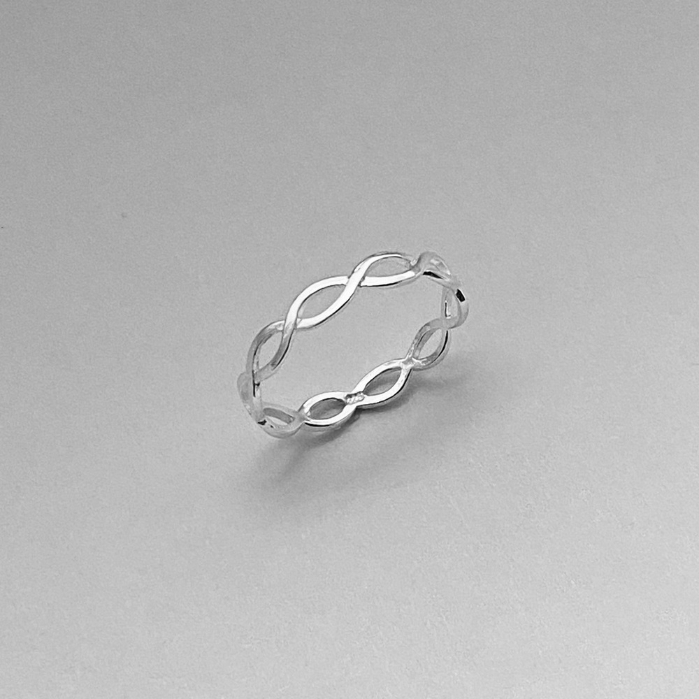 Sterling Silver One Thin Braid Ring, Silver Ring - image 2